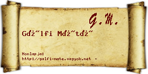 Gálfi Máté névjegykártya